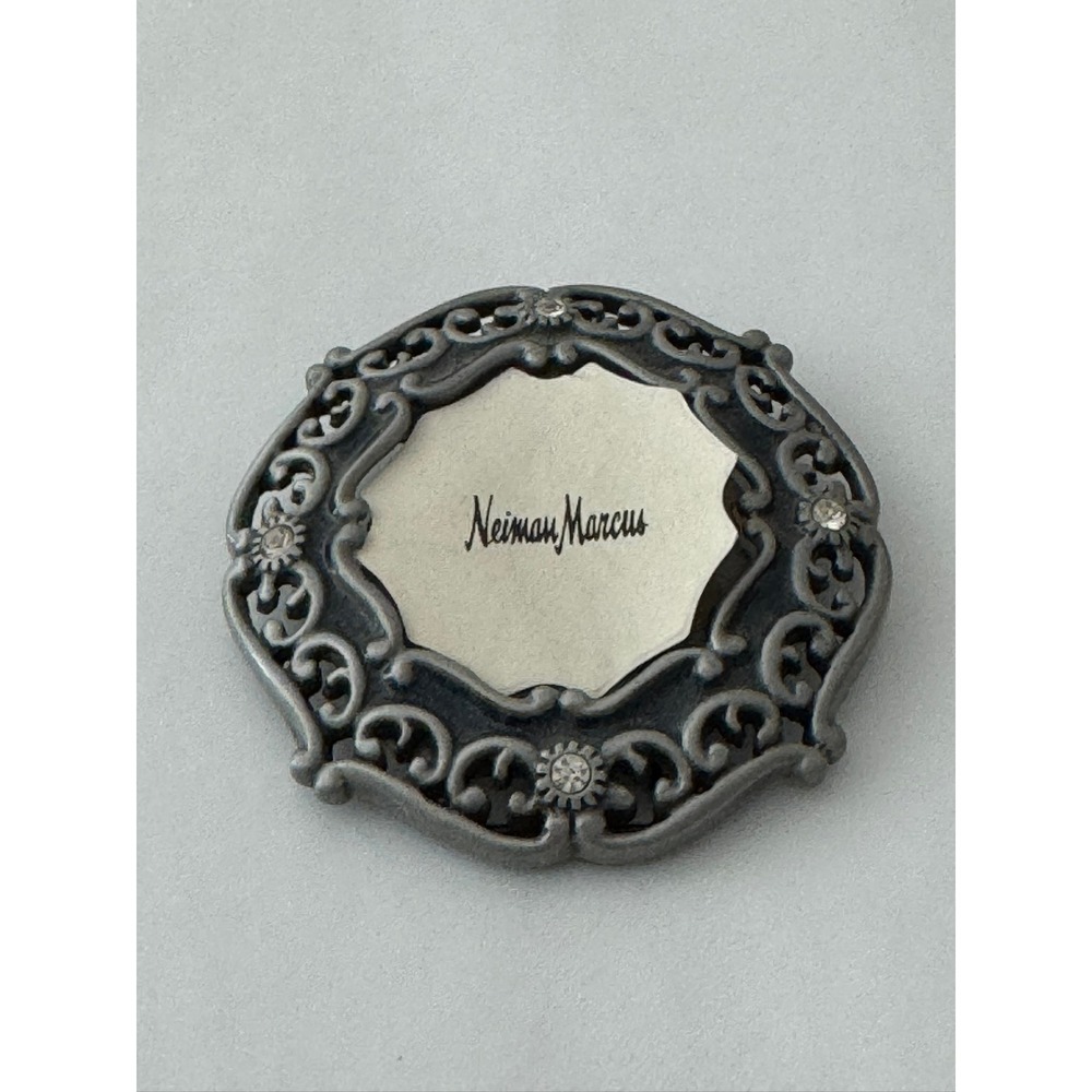 Neiman Marcus Jay Strongwater Silver Tone Scroll Rhinestone Mini Picture‎ Frame